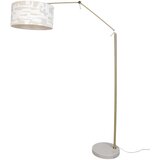 QAZQA Vloerlamp goud verstelbaar met wit en beige gestreepte kap 50cm - Editor | Shoptok.si