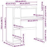 vidaXL Kreda stol Bijelo 120 x 45 x 118.5 cm Konstruirano drvo | shoptok.hr