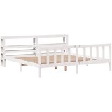 vidaXL Posteljni okvir z vzglavjem bel 200x200 cm trdna borovina, (21292203) | Shoptok.si