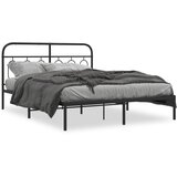 vidaXL Kovinski posteljni okvir z vzglavjem črn 150x200 cm | Shoptok.si