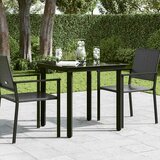  Vrtni blagovaonski stol crni 80 x 80 x 74 cm od čelika i stakla | shoptok.hr