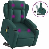 Maison Chic masažni naslanjač - Relax naslanjač s funkcijo vstajanja temno zeleno blago, (22061428) | Shoptok.si