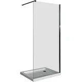 tuš stena Modul 100X200 krom profil, fiksna prozorno steklo, prečni nosilec