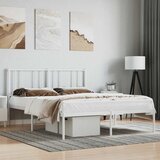 Metalni okvir za krevet s uzglavljem bijeli 140 x 200 cm | shoptok.hr