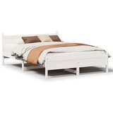 vidaXL Posteljni okvir brez vzmetnice bel 135x190 cm trdna borovina | Shoptok.si