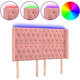  LED uzglavlje Ružičasta 163x16x118/128 cm baršunasto | shoptok.hr