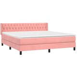  Box spring postelja z vzmetnico roza 160x200 cm žamet, (20897306) | Shoptok.si