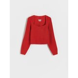 Reserved - Džemper s četvrtastim izrezom - crvena | shoptok.hr