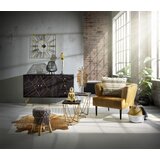 Ambia Home STENSKA URA črna, zlate barve | Shoptok.si