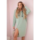 Kesi Dress with a hood and a slit on the side dark mint | Shoptok.si