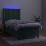  Box spring postelja z vzmetnico LED tem. zelena 80x200 cm žamet | Shoptok.si