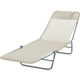 Outsunny zložljivi ležalnik z nagibnim naslonom in blazino, za vrt, plažo in kampiranje, bež, (20744459) | Shoptok.si