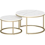  Set od 2 okrugla stolića za kavu složljivi metalni okvir mramorni izgled siva | shoptok.hr