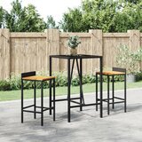  The Living Store Barska miza s stekleno ploščo črna 70x70x110 cm poli ratan - Barska Miza S Stekleno Mizno Ploščo, (21501101) | Shoptok.si