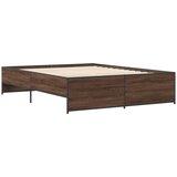 vidaXL Okvir kreveta smeđi hrast 140x200cm konstruirano drvo i metal Cijene