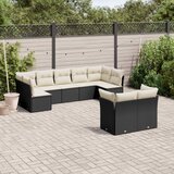 Maison Chic Seti vrtnega pohištva - Vrtna garnitura - Vrtni pohištvo set 9-delna z blazinami črn poli ratan, (21797247) | Shoptok.si