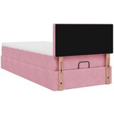 vidaXL Otomanski posteljni okvir z vzmetnico roza 90x190 cm žamet | Shoptok.si