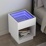 vidaXL Nočna mizica z neskončnimi LED bela 40x40x50 cm Cene