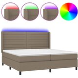  box spring s madracem LED smeđesivi 200x200 cm tkanina | shoptok.hr