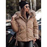 DStreet Kurtka damska zimowa MODIVA pikowana z kapturem jasno beżowa | Shoptok.si