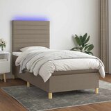  box spring s madracem LED smeđesivi 100x200 cm tkanina | shoptok.hr