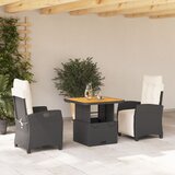 vidaXL 3-dijelni vrtni blagovaonski set s jastucima od poliratana crni | shoptok.hr