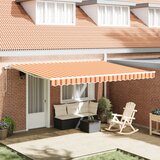 vidaXL Ročna retraktibilna tenda Rumena in Oranžna 450x350 cm u