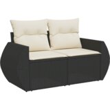 vidaXL 9-komadni set vrtnih sofa s jastučićima Crna Poli ratan Akacija | shoptok.hr