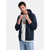 Ombre BASIC men's cotton stretch sweatshirt - navy blue