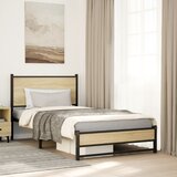 Maison Chic Kovinski Posteljni okvir - Dvoposteljna postelja - Zakonska postelja brez vzmetnice sonoma hrast 107x203 cm, (21694764) | Shoptok.si