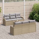  7-delni set vrtnih sof z blazinami, bež poli ratan, (22090899) | Shoptok.si