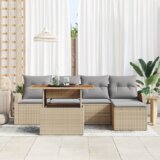  Set od 6 komada vrtnog kauča s jastucima bež poli ratan | shoptok.hr