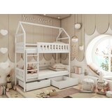 Drveni dečiji krevet na sprat gaja sa fiokom - beli- 160X80Cm Cene