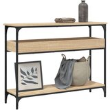 vidaXL Konzolna mizica s polico sonoma hrast 100x29x75 cm inž. les | Shoptok.si