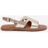 VINCEZA Women's Flat Sandals With Decorative Detail 17378 Gold | Shoptok.si