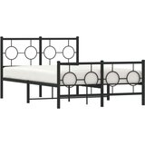 Metalni okvir kreveta uzglavlje i podnožje crni 120x200 cm | shoptok.hr