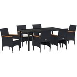 vidaXL 7-delna vrtnarska jedilna garnitura črna poli ratan, (22086835) | Shoptok.si