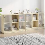 vidaXL Regal za knjige s vratima boja hrasta 204 x 37 x 75 cm drveni | shoptok.hr