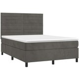  Box spring postelja z vzmetnico LED temno siva 140x190 cm žamet, (20789298) | Shoptok.si
