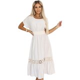 numoco basic 618-1 Subtle boho dress with openwork inserts – ecru | Shoptok.si