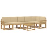 vidaXL Zunanja garnitura za sedenje 7 pcs Bela in bež Poliester, (5000282437) | Shoptok.si
