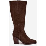 Zazoo Suede Knee High Boots With Zip Chocolate Lissara | Shoptok.si