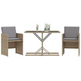  3-dijelni bistro set s jastucima miješane bež boje poliratan | shoptok.hr