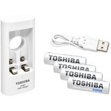 Toshiba USB punjač za Ni-MH akumu. AA, AAA + 4 punjiva akum. AA 2000mAh TNHC-6GME4 Cene