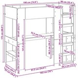  Postelja na podstrešju z mizo Umetni hrast 75 x 190 cm, (5000137064) | Shoptok.si