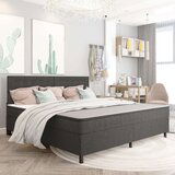  Boxspring postelja temno siva iz blaga 200x200 cm, (20648208) | Shoptok.si
