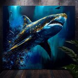 Dekorativna Slika na platnu - premium art - shark force in dark water () | shoptok.hr