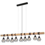 Eglo Townshend 5 viseća lampa 9xE27, 150 cm, drvo/crna žičana sjenila, 43134 | shoptok.hr