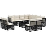 vidaXL Vrtna sedežna garnitura 12 pcs Črna poli ratan, (5000269396) | Shoptok.si
