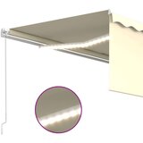 vidaXL Ročno zložljiva tenda s senčilom LED 4x3 m krem | Shoptok.si